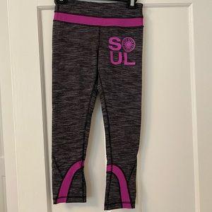Soulcycle Dark Grey and Fuschia Lululemon Run Inspire Crop Leggings
